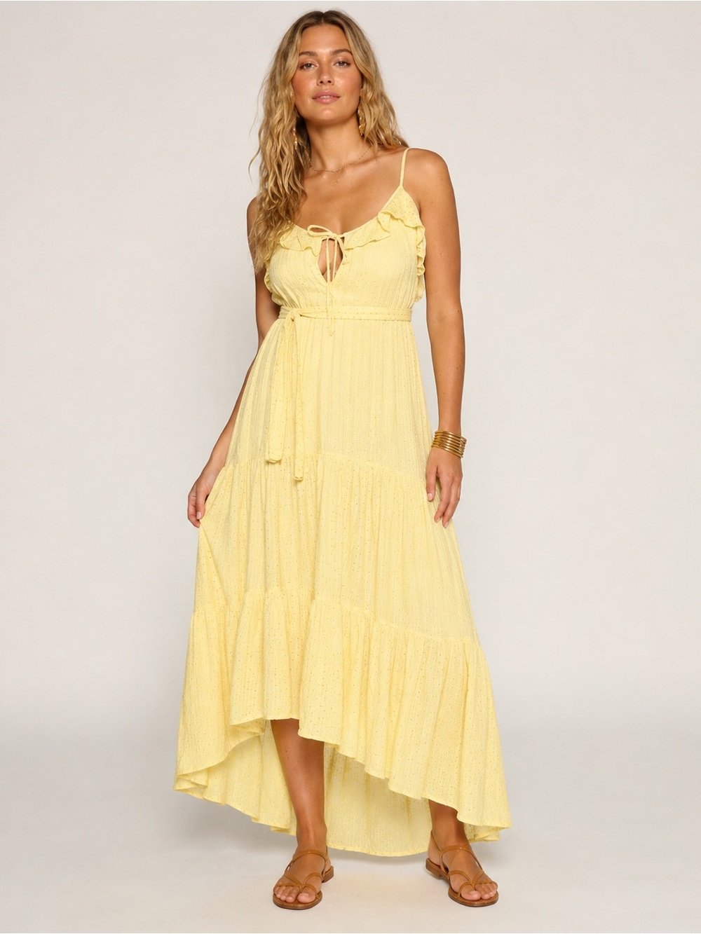 NWT “Sundress” Rudy Saint Barth Sunshine yellow Sequinned maxi dress Sz